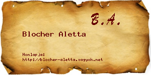 Blocher Aletta névjegykártya